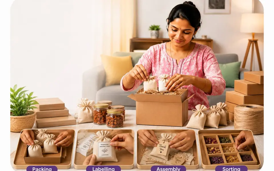 Homemaker sorting materials for packing